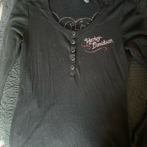 Harley Davidson, black long sleeve T-shirt
